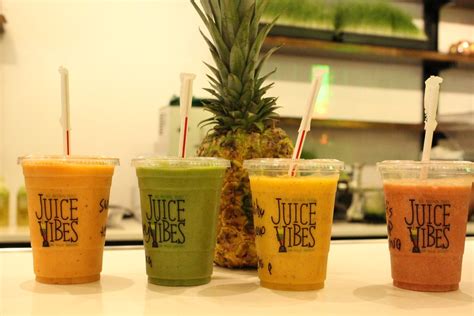 Juice vibes - Juice Vibes, Clayton, Cary and Greenville, NC. Made from locally sourced ingredients, the smoothies at Juice Vibes are no doubt the healthiest around. Superfood Smoothies include All Hail to Kale, Grass Roots, Popeye, One-Eighty, Under the Sea, Kick Back Jack, Riptide, Beat It, Acai, Health Nut and more. And of course, a vast assortment of ...